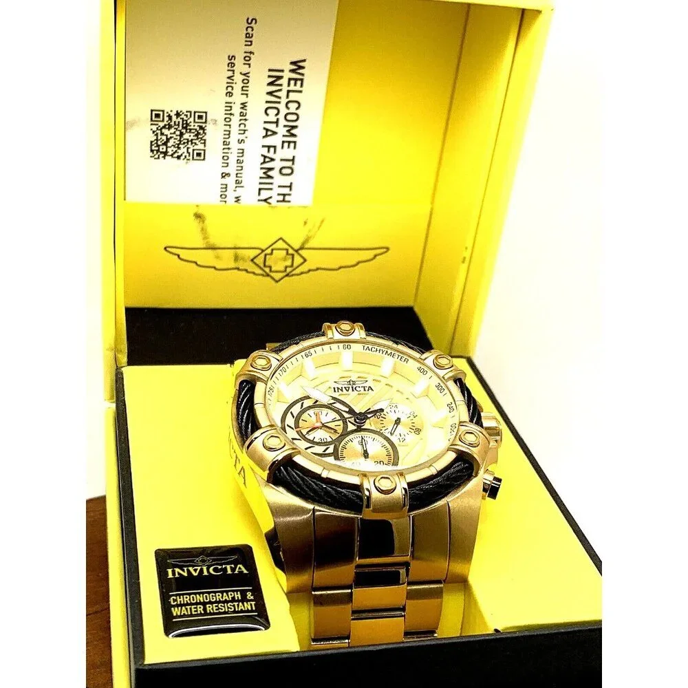 Invicta Men's Watch 25515 Bolt Quartz Chronograph Diver Gold Tone Steel 52mm